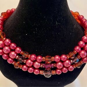 Elegant Pink and Orange Beaded Necklace